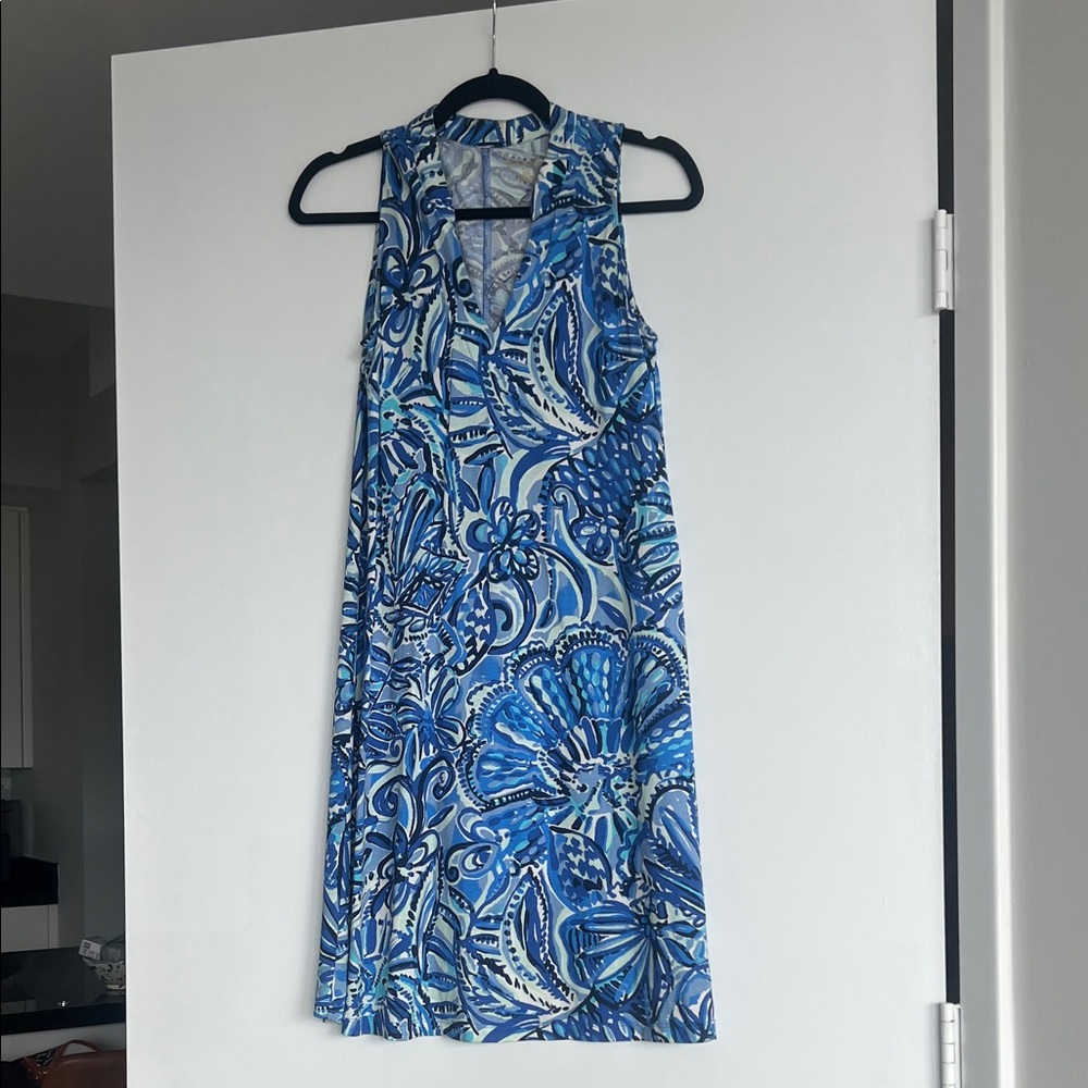 Lilly Pulitzer Blue White Print Sleeveless Shift Dress XS | Resort
